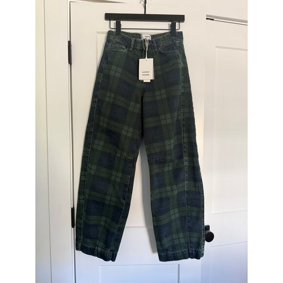 $180 New Damson Madder Neve High Rise Straight Jeans - Blue Plaid - 2 - Picture 11 of 14